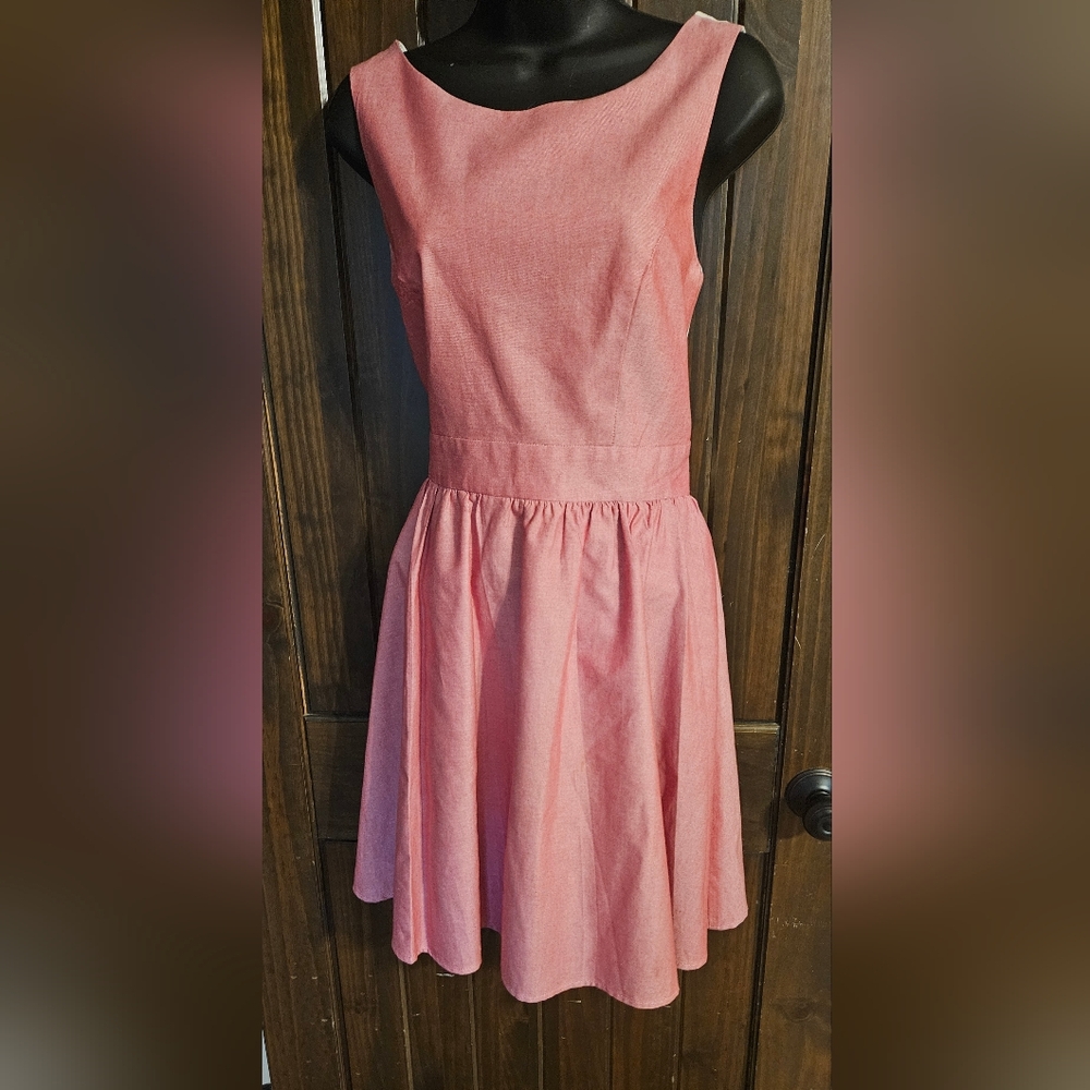 Lauren James Pink Sleeveless Midi Fit-and-Flare Dress